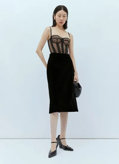 Gucci Velvet A-line Skirt In Black