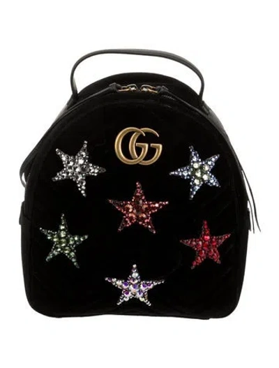 Pre-owned Gucci Velvet Backpack In Black