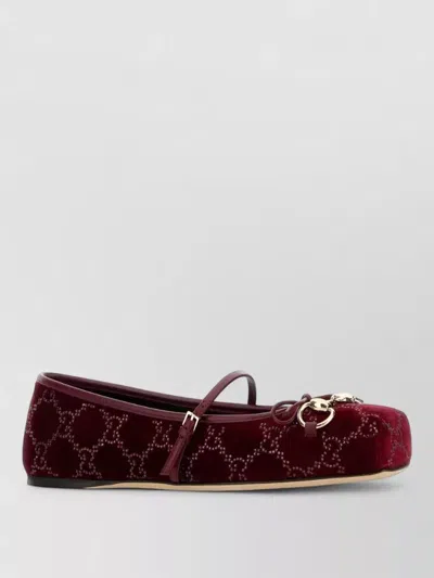 Gucci Velvet Rhinestone-embellished Ballerina Shoes In Black