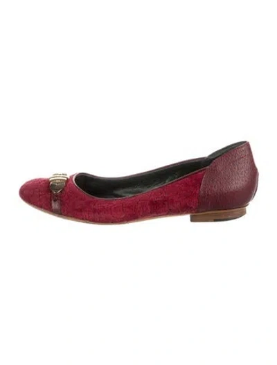 Pre-owned Gucci Velvet Ballet Flats In Red
