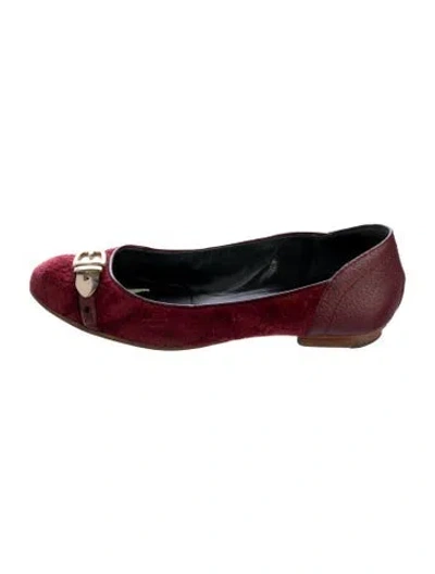 Pre-owned Gucci Velvet Ballet Flats In Red
