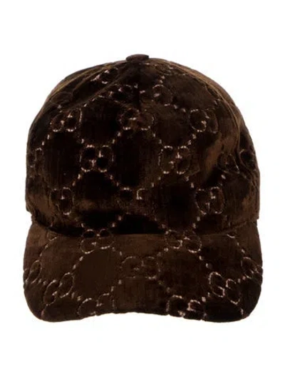 Pre-owned Gucci Velvet Baseball Cap In Brown
