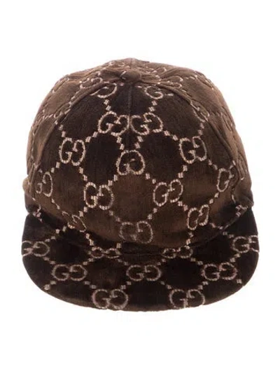 Pre-owned Gucci Velvet Baseball Cap W/tags In Brown