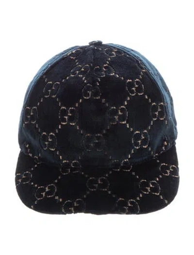 Pre-owned Gucci Velvet Baseball Hat In Blue