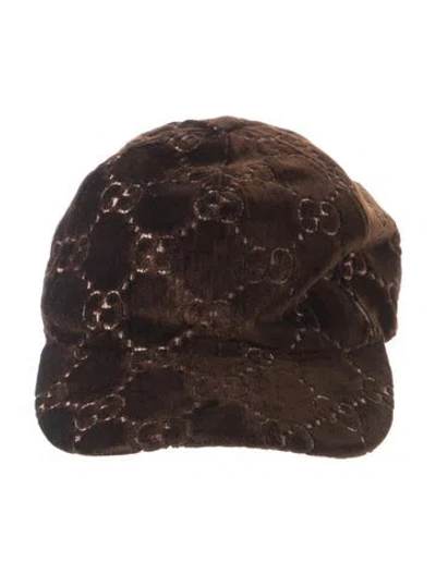 Pre-owned Gucci Velvet Baseball Hat In Brown