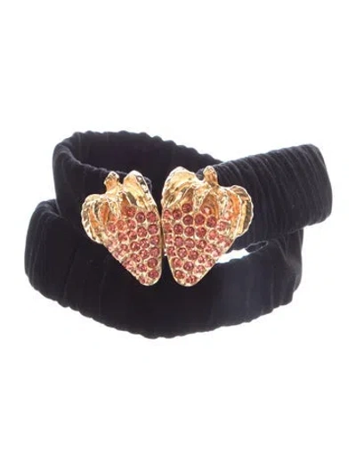 Pre-owned Gucci Velvet Belt In Black