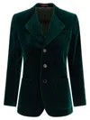 Gucci Velvet Blazer With Regular Fit And Pockets In Green