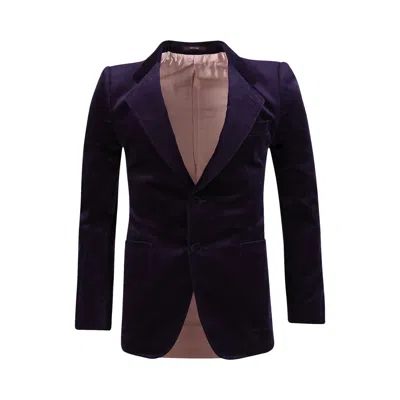 Pre-owned Gucci Velvet Blazer 'dark Purple' | Men's Size 46
