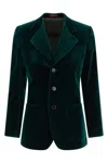 Gucci Velvet Blazer With Regular Fit And Pockets In Green