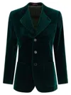 Gucci Velvet Blazer With Regular Fit And Pockets In Green