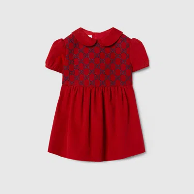 Gucci Babies' Velvet Corduroy Dress In Red
