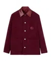 Gucci Velvet Corduroy Jacket With Double G In Burgundy