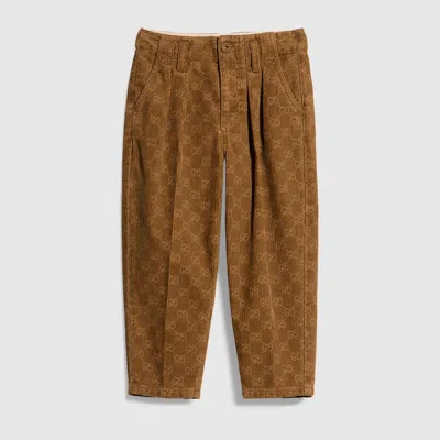 Gucci Kids' Velvet Corduroy Pants In Brown