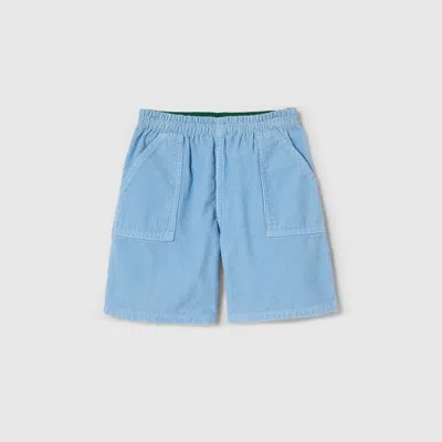 Gucci Kids' Velvet Corduroy Shorts In Blue