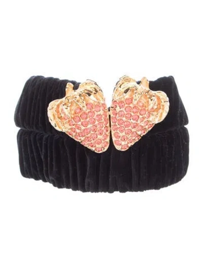 Pre-owned Gucci Velvet Crystal Embellishments Belt Kit In Black
