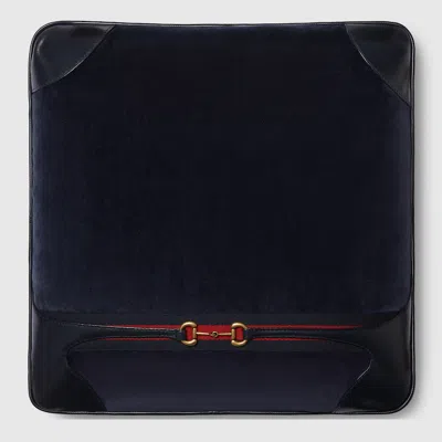 Gucci Velvet Cushion With Horsebit In Blue