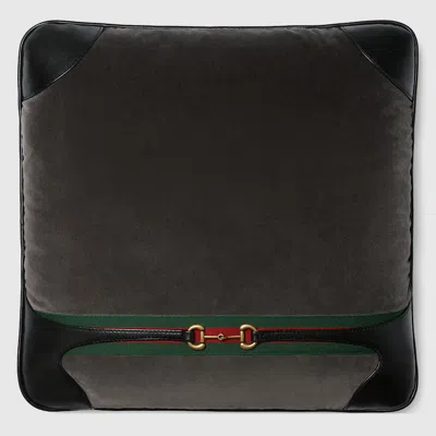 Gucci Velvet Cushion With Horsebit In Grey