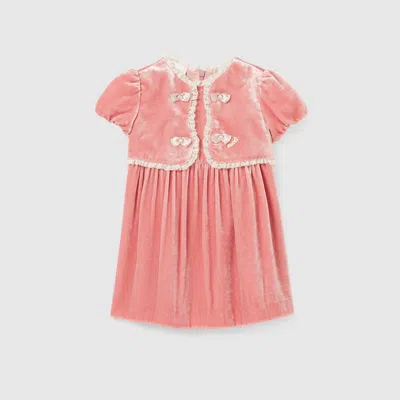 Gucci Babies' Velvet Dress In Pink