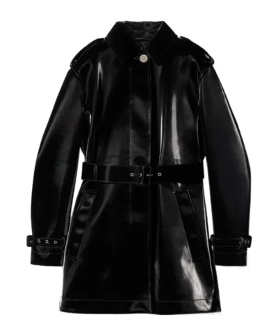 Gucci Velvet Effect Leather Trench Coat In Multi