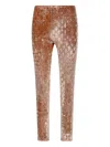 Gucci Velvet-finish Logo-pattern Leggings In Brown