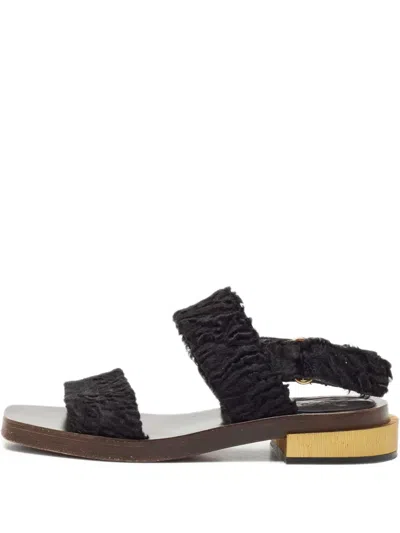 Pre-owned Gucci Velvet Flat Sandals