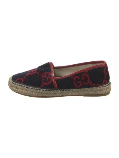 Pre-owned Gucci Velvet Graphic Print Espadrilles In Blue
