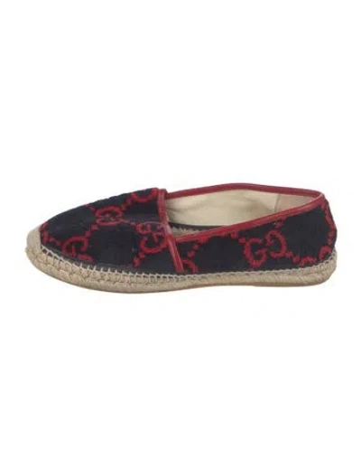 Pre-owned Gucci Velvet Graphic Print Espadrilles In Blue
