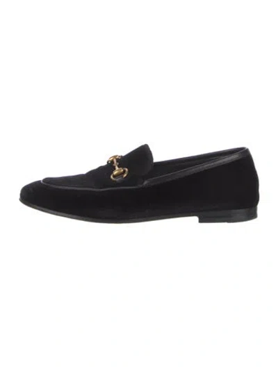 Pre-owned Gucci Velvet Loafers In Black