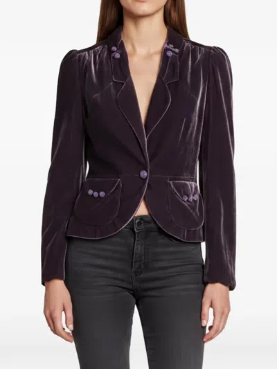 Pre-owned Gucci Velvet Long-sleeve Blazer In Purple