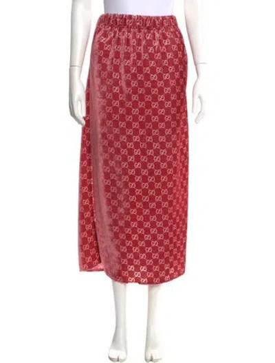 Pre-owned Gucci Velvet Midi Length Skirt W/ Tags In Pink