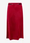 Gucci Women Velvet Skirt With Belt And Horsebit Detail In Pink