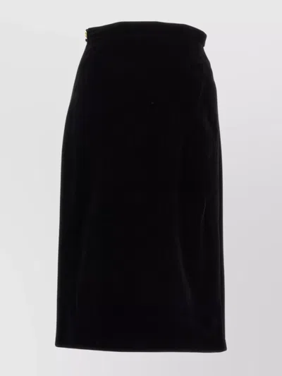 Gucci Velvet Midi Skirt Gold-tone Button In Blue