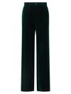 Gucci Tailored Velvet Trousers Featuring Belt Loops In Green