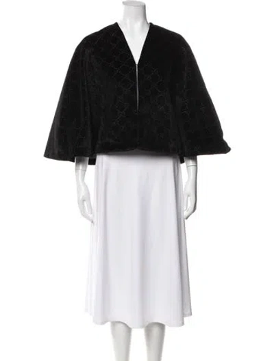 Pre-owned Gucci Velvet Patterned Cape In Black