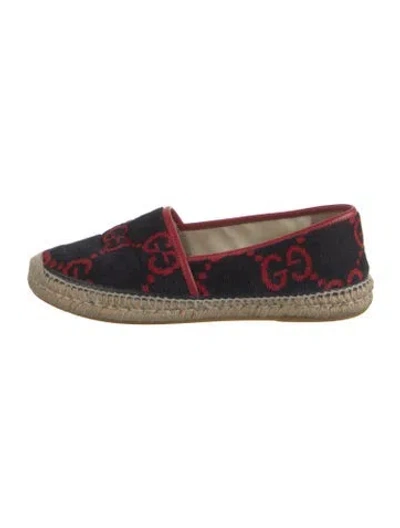 Pre-owned Gucci Velvet Printed Espadrilles In Blue