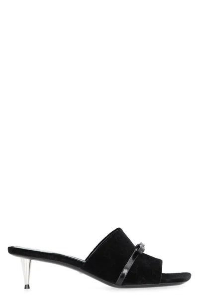 Gucci Velvet Sandal With Heel In Black