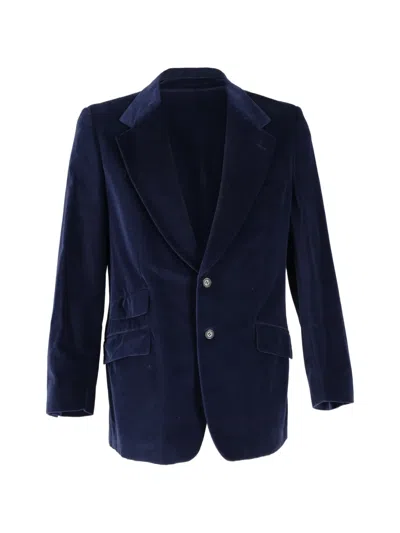 Pre-owned Gucci Velvet Single-breasted Blazer In Blue