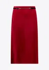 Gucci Women Velvet Skirt With Belt And Horsebit Detail