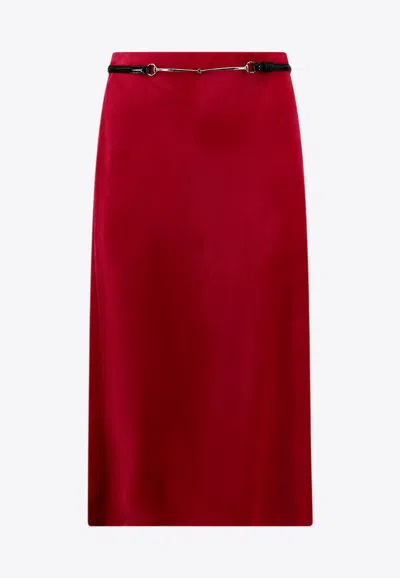 GUCCI VELVET SKIRT WITH HORSEBIT LEATHER BELT