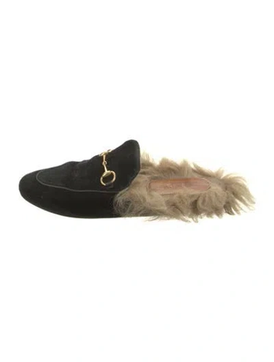 Pre-owned Gucci Velvet Slippers In Black