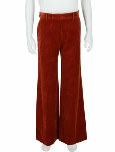 Pre-owned Gucci Velvet Solid Flared Pants W/ Tags In Red