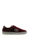 Gucci Velvet Sneakers With Nylon Insert And Suede In Burgundy