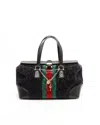 Gucci Velvet Treasure Boston Shoulder Bag In Black