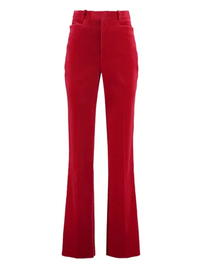 Pre-owned Gucci Velvet Trousers In Red