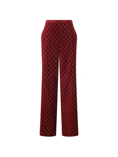 Gucci Velvet Trousers In Red