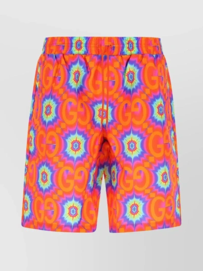 Gucci Versatile Elastic Waistband Swim Shorts In Orange