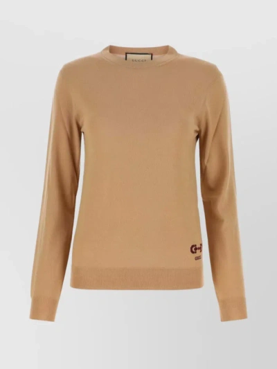 Gucci Versatile Ribbed Crew Sweater In Cream