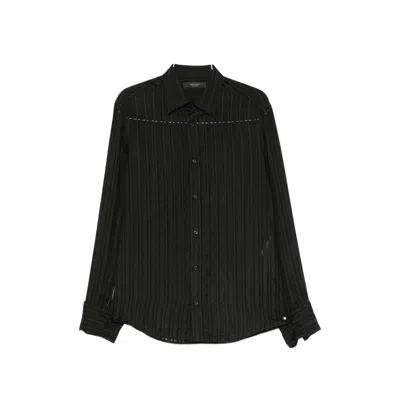 Gucci Vertical-stripe Semi-sheer Shirt In Black