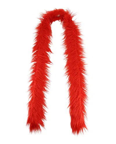 Gucci Vibrant Long Faux Fur Scarf With Plush Texture In Red