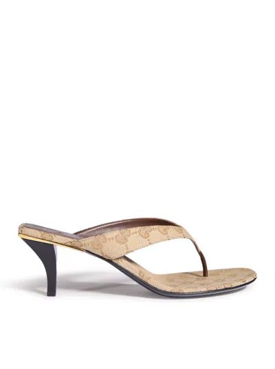Gucci Vittoria Gg Fabric Flip-flops Sandals In Black